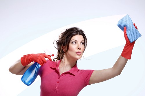 Routine cleaning service in a Mayfair apartment kitchen and bathroom